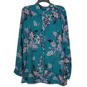 Johnny Was Workshop 100% silk Women Blouse With Embroidery Size L